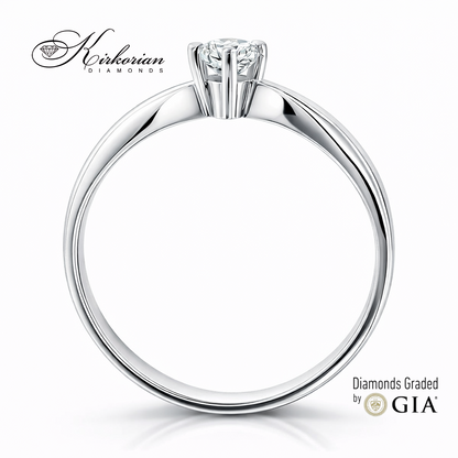 профил на годежен пръстен с диамант 0.25 ct GIA бяло злато 14K модел K488