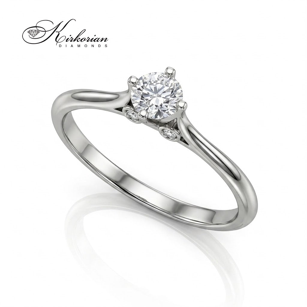 Пръстен солитер K489 с централен диамант 0.235 ct и странични диаманти