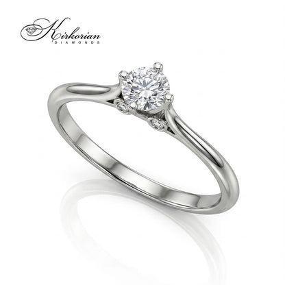 Пръстен солитер K489 с централен диамант 0.235 ct и странични диаманти