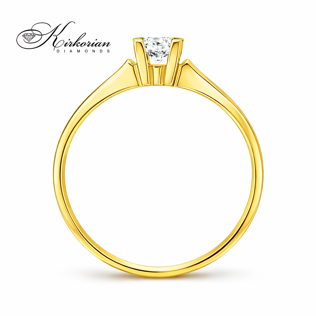 Класически годежен пръстен от жълто злато 14К с диамант 0.235 ct – модел K491
