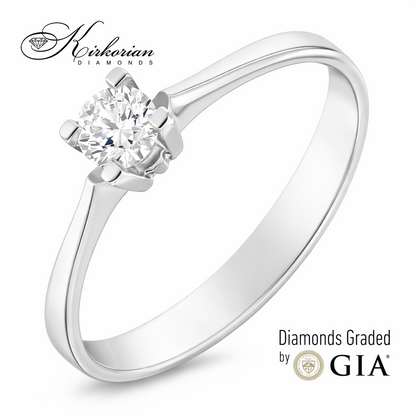 Класически годежен пръстен с GIA диамант 0.25 ct – бяло злато 14К | Цени от производител