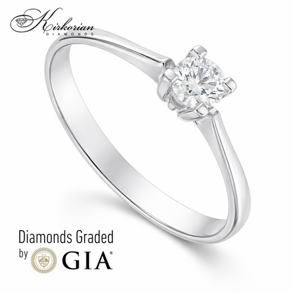 Класически годежен пръстен с GIA диамант 0.25 ct – бяло злато 14К | Цени от производител