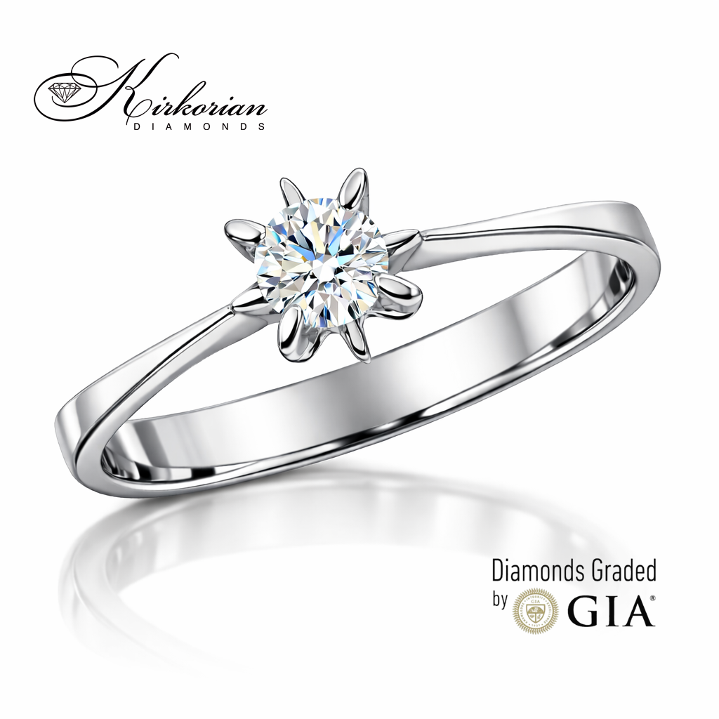 годежен пръстен с диамант 0.25 ct GIA бяло злато 14K модел K501 Kirkorian Diamonds