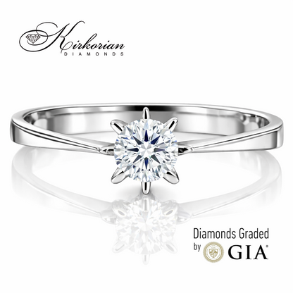 луксозен годежен пръстен бяло злато 14K с диамант 0.25 ct GIA сертификат модел K501