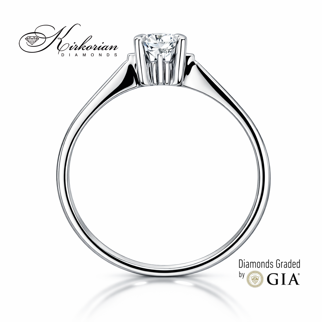 страничен профил годежен пръстен бяло злато 14K диамант 0.25 ct GIA модел K501