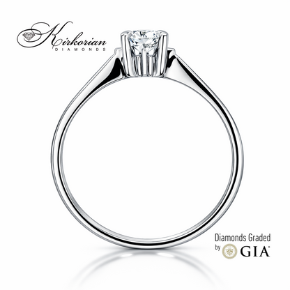 страничен профил годежен пръстен бяло злато 14K диамант 0.25 ct GIA модел K501