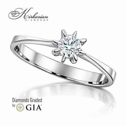 годежен пръстен с диамант 0.25 ct GIA на ръка бяло злато 14K Kirkorian Diamonds