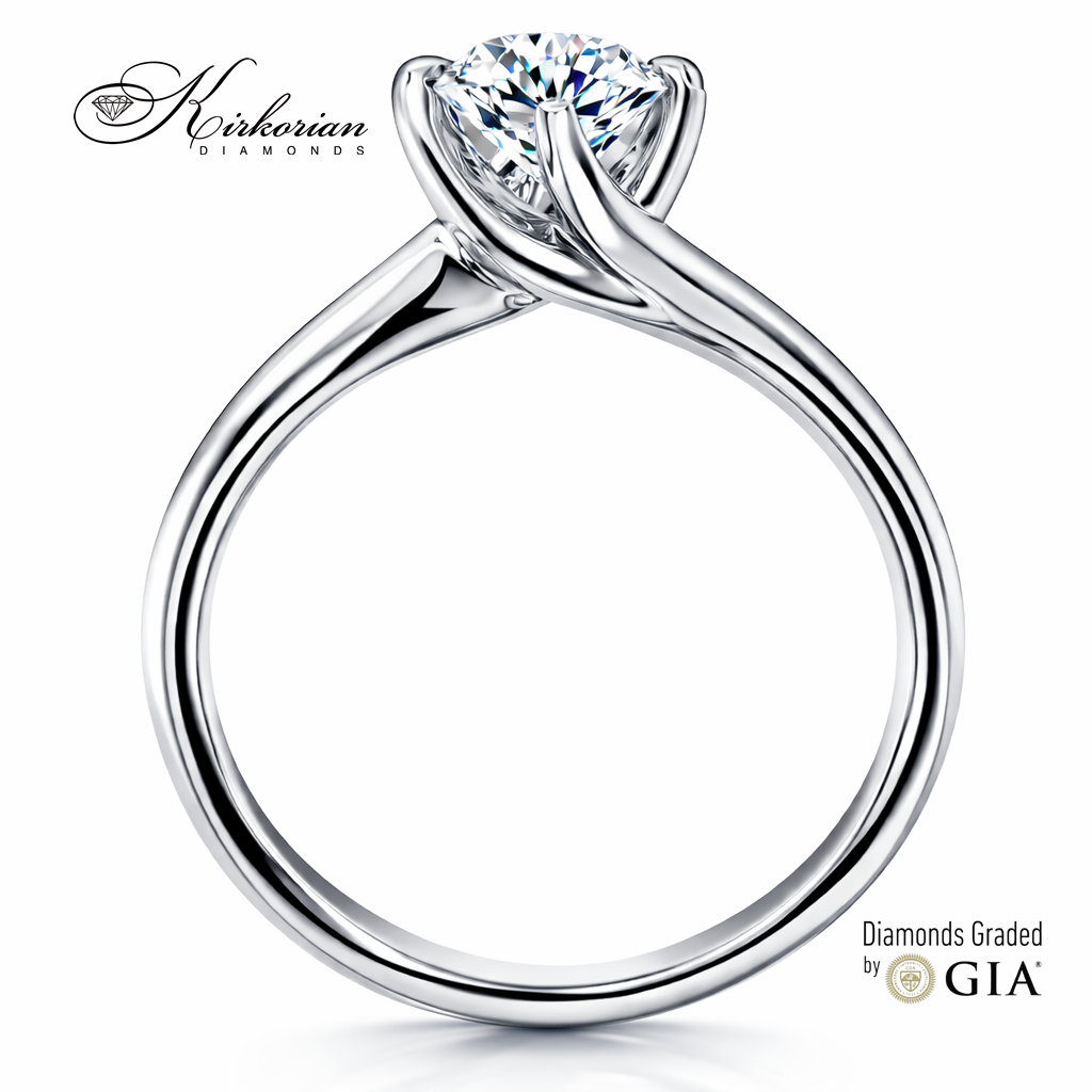 страничен профил годежен пръстен бяло злато 14k диамант 0.50 ct GIA модел K543