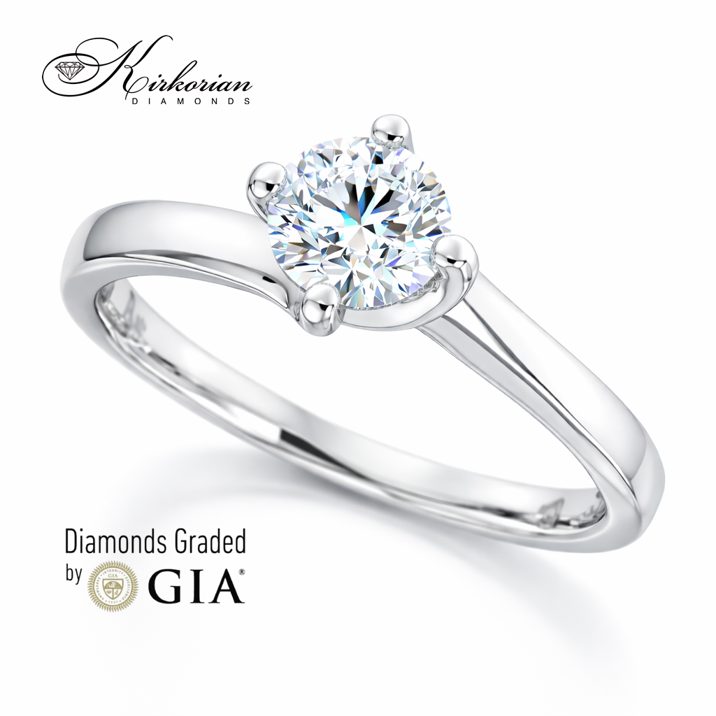 луксозен годежен пръстен с диамант 0.50 ct GIA бяло злато 14k дизайн K543