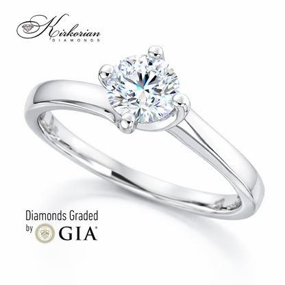 луксозен годежен пръстен с диамант 0.50 ct GIA бяло злато 14k дизайн K543