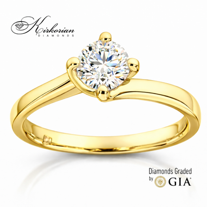 годежен пръстен жълто злато 14k с диамант 0.50 ct GIA сертификат K543