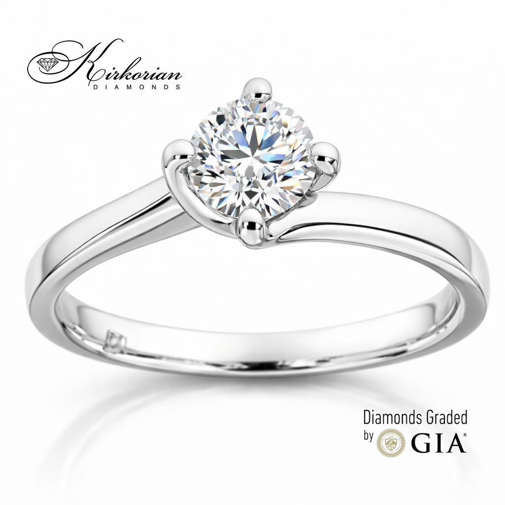 луксозен годежен пръстен с диамант 0.50 ct GIA бяло злато 14k дизайн K543