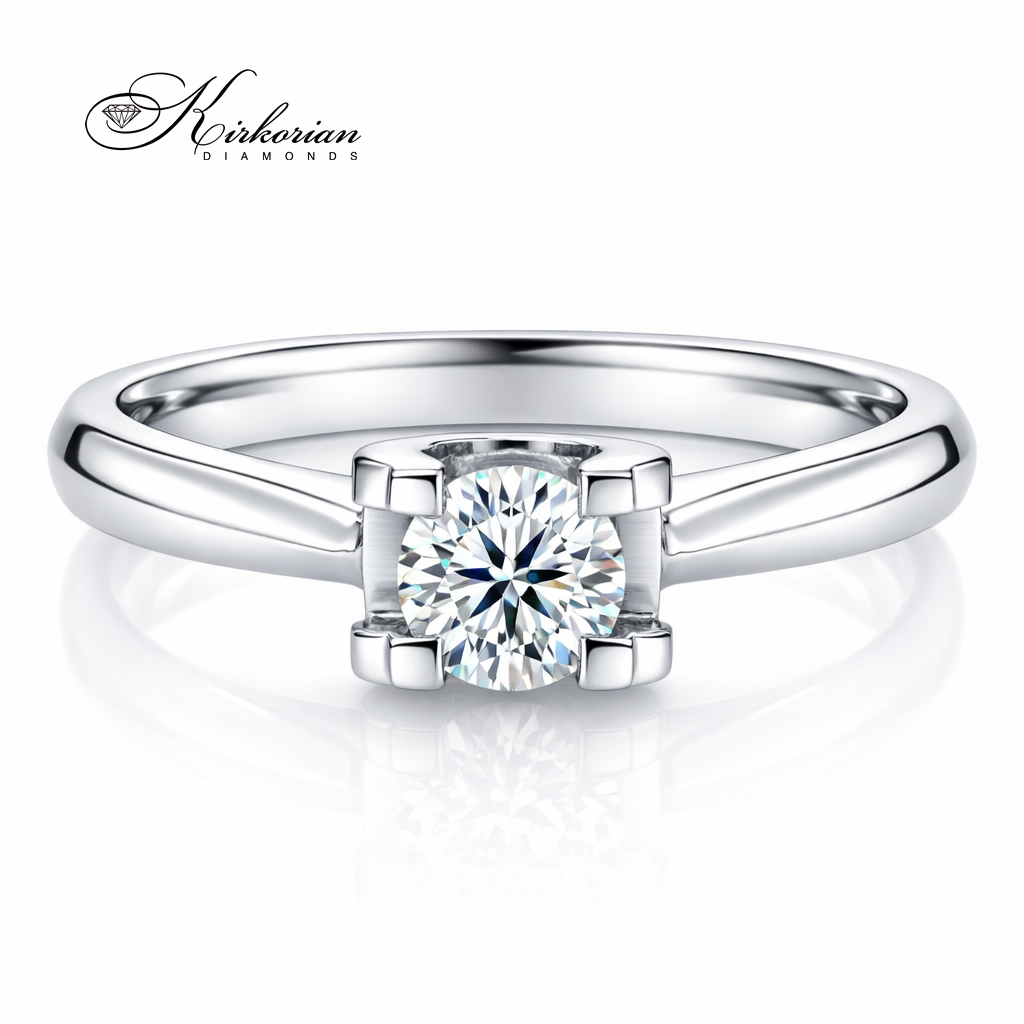 класически годежен пръстен бяло злато 14K с диамант 0.25 ct брилянтна шлифовка модел K544