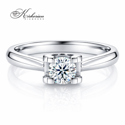 класически годежен пръстен бяло злато 14K с диамант 0.25 ct брилянтна шлифовка модел K544