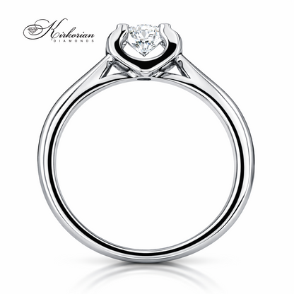 годежен пръстен с централен диамант 0.25 ct бяло злато 14K елегантен дизайн K544