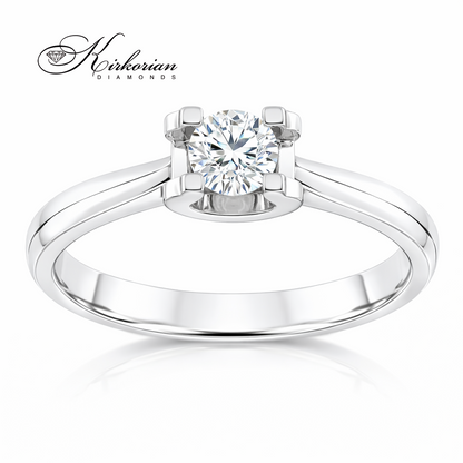 страничен профил годежен пръстен бяло злато 14K диамант 0.25 ct класически модел K544