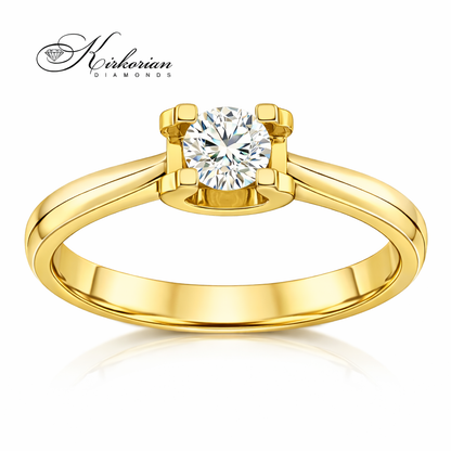 годежен пръстен жълто злато 14K с диамант 0.25 ct брилянтна шлифовка модел K544