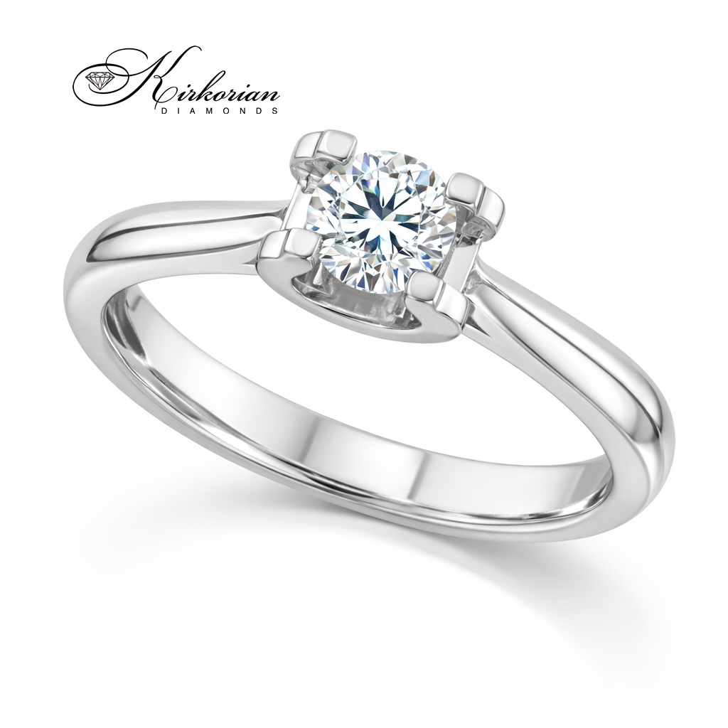 луксозен годежен пръстен бяло злато 14K диамант 0.25 ct брилянт модел K544