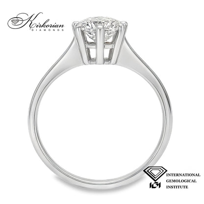 Годежен пръстен от бяло злато 14k с инвестиционен диамант 1.00ct IGI сертификат – K550