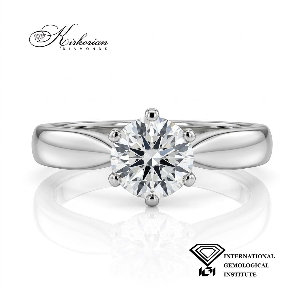 Годежен пръстен K550 от бяло злато 14К с естествен диамант 1.00 ct F/VS1 и IGI сертификат