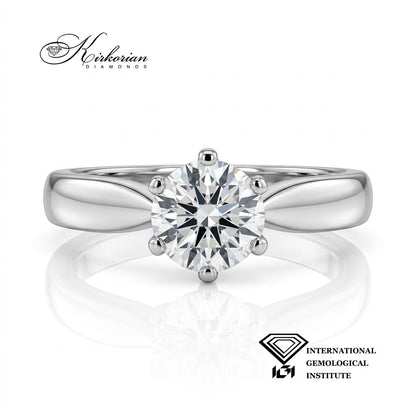 Годежен пръстен K550 от бяло злато 14К с естествен диамант 1.00 ct F/VS1 и IGI сертификат
