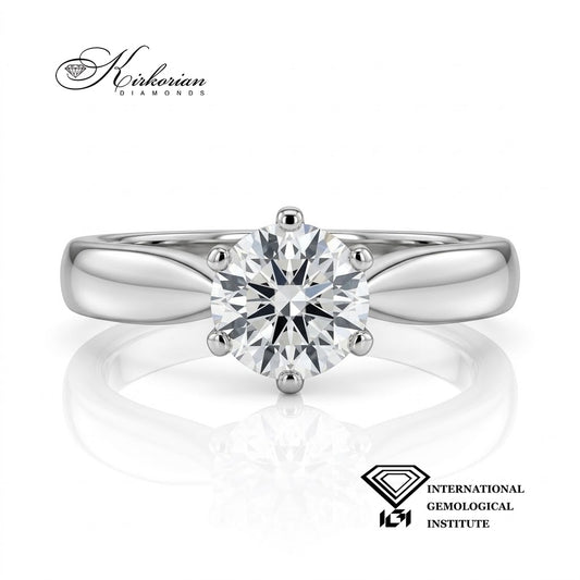 Годежен пръстен K550 от бяло злато 14К с естествен диамант 1.00 ct F/VS1 и IGI сертификат