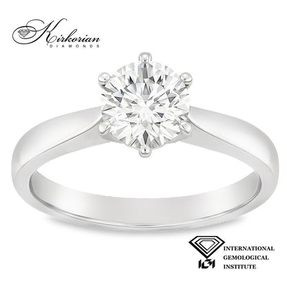 Годежен пръстен от бяло злато 14k с инвестиционен диамант 1.00ct IGI сертификат – K550