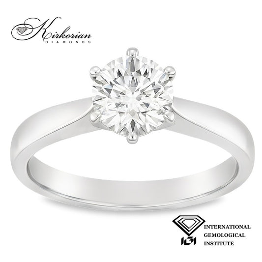 Годежен пръстен от бяло злато 14k с инвестиционен диамант 1.00ct IGI сертификат – K550