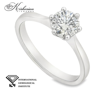 Годежен пръстен от бяло злато 14k с инвестиционен диамант 1.00ct IGI сертификат – K550