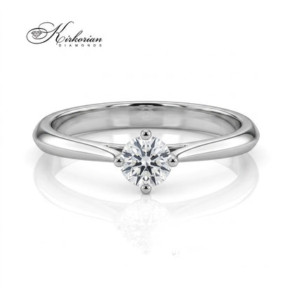 Годежен пръстен K556 от 14К бяло злато с кръгъл диамант 0.20 ct – изглед отпред