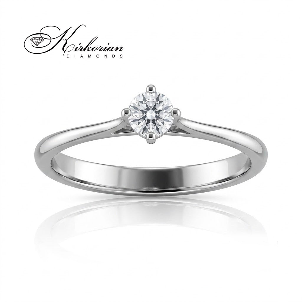 Класически годежен пръстен солитер K556 с диамант 0.20 ct и четиризъбна каса