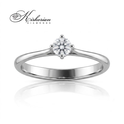 Класически годежен пръстен солитер K556 с диамант 0.20 ct и четиризъбна каса