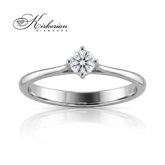 Класически годежен пръстен солитер K556 с диамант 0.20 ct и четиризъбна каса
