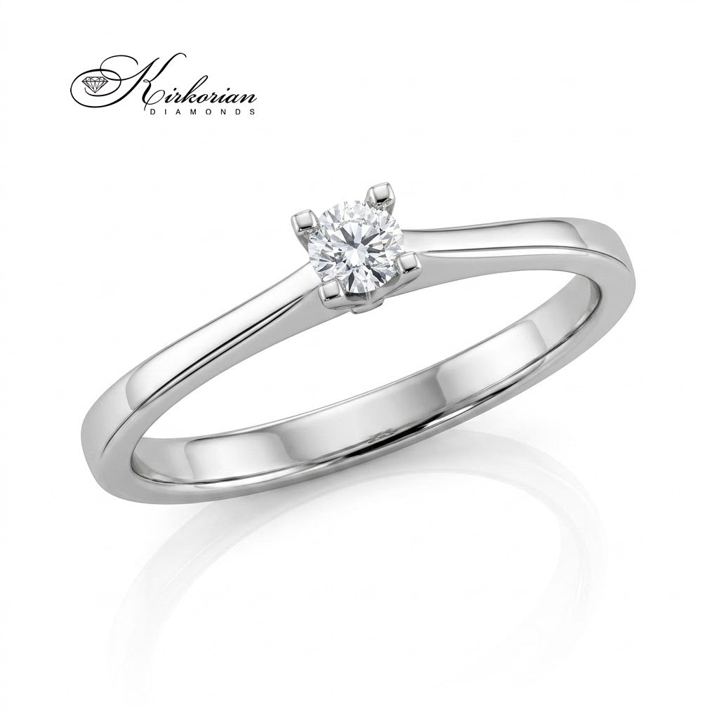 Елегантен пръстен солитер K558 от 14К бяло злато с диамант 0.10 ct