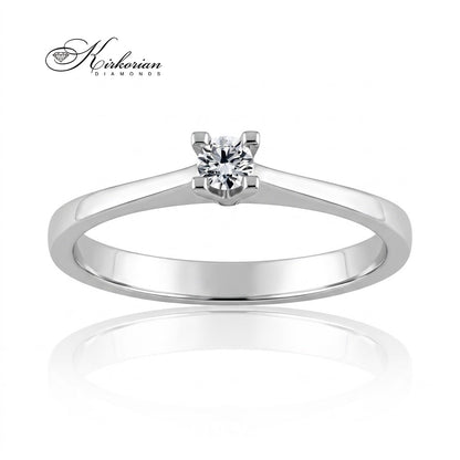 Преден изглед на годежен пръстен K558 от 14К бяло злато с диамант 0.10 ct