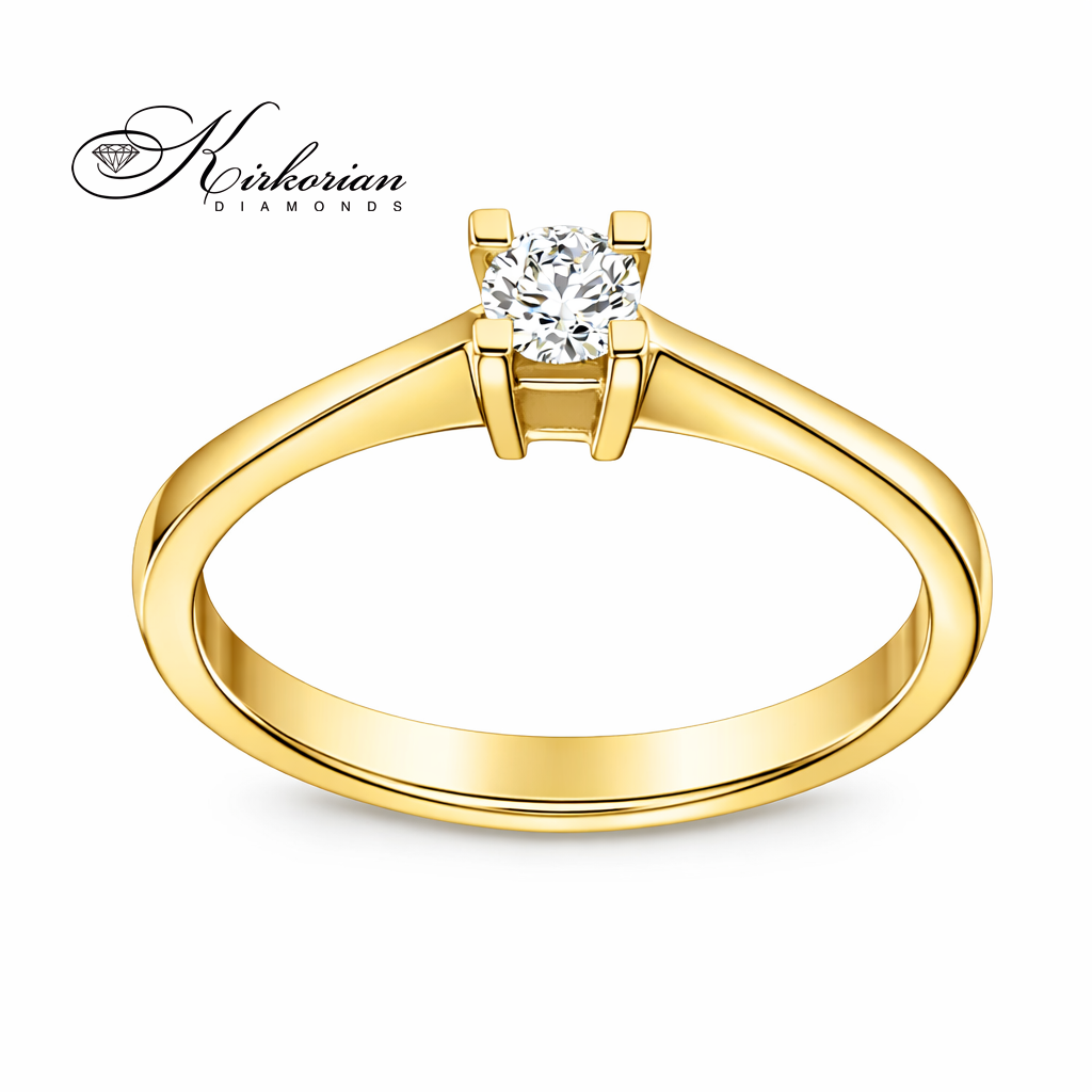 Годежен пръстен от жълто злато 14К с диамант 0.20 ct – класически солитер дизайн | Код K562 | сертификат KD