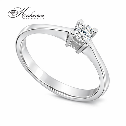 Диамантен годежен пръстен от бяло злато 14К 0.20 ct – изглед под ъгъл на солитер пръстен | Код K562 | сертификат KD