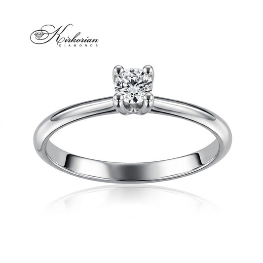 Годежен пръстен солитер с кръгъл диамант 0.20 ct и четиризъбен захват – K564