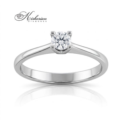 Годежен пръстен K565 от бяло злато 14К с кръгъл диамант 0.25 ct – фронтален изглед