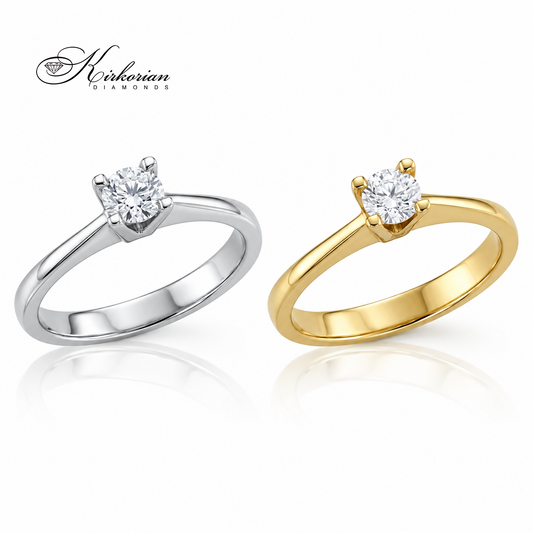 Годежен пръстен K565 в бяло и жълто злато 14К с диамант 0.25 ct