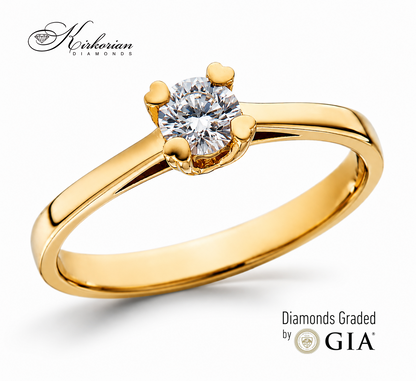Годежен пръстен K566B от жълто злато 14К с естествен диамант 0.25 ct и GIA сертификат