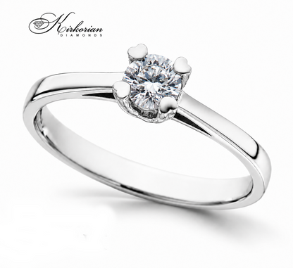 Годежен пръстен K566 от бяло злато 14К с естествен диамант 0.25 ct и елегантен класически дизайн