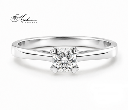 Годежен пръстен с диамант на ръка 0.25 ct от бяло злато 14К модел K566