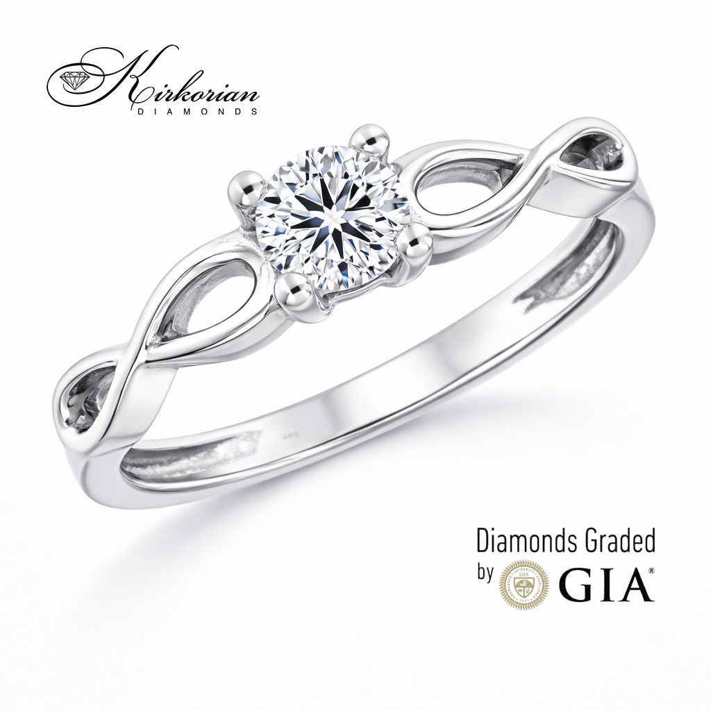 годежен пръстен с диамант 0.30 ct GIA бяло злато 14K модел K575