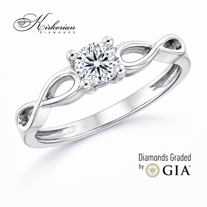 годежен пръстен с диамант 0.30 ct GIA бяло злато 14K модел K575