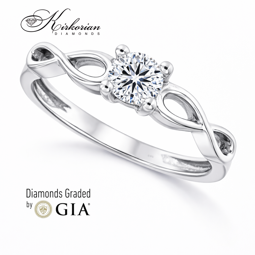 луксозен годежен пръстен бяло злато 14K с диамант 0.30 ct GIA сертификат K575