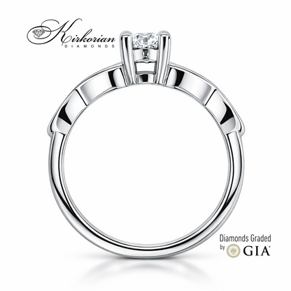 профил на годежен пръстен с диамант 0.30 ct GIA бяло злато 14K K575