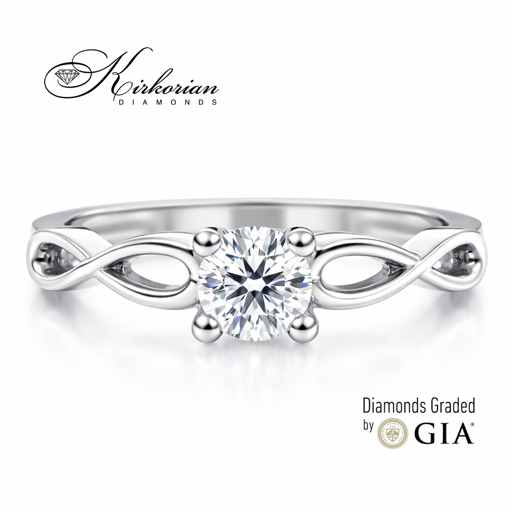 класически solitaire годежен пръстен бяло злато 14K диамант 0.30 ct GIA K575