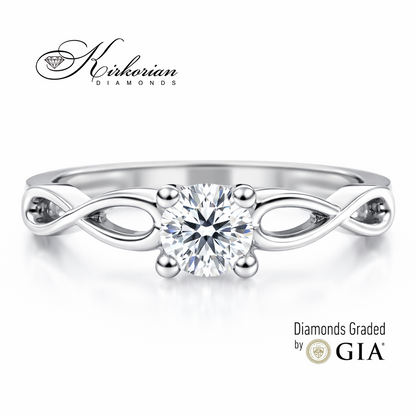 класически solitaire годежен пръстен бяло злато 14K диамант 0.30 ct GIA K575