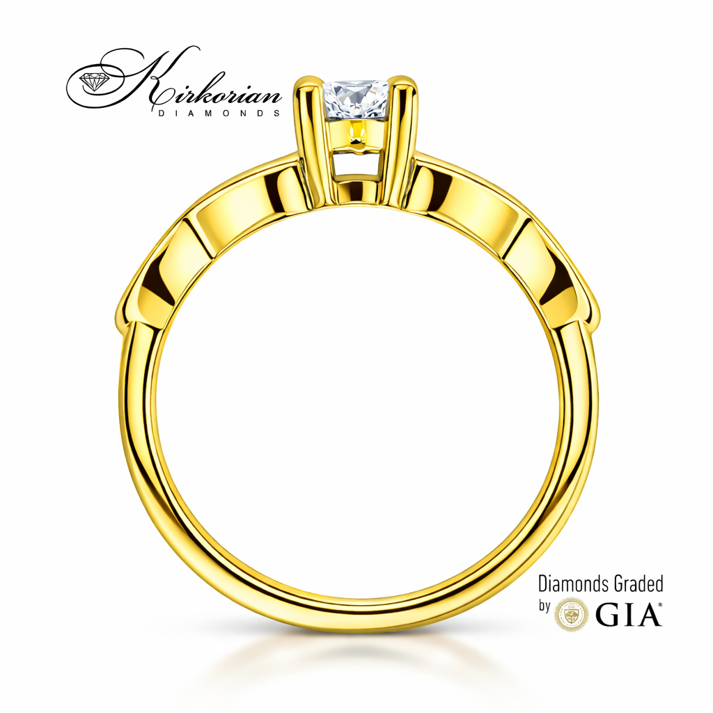 профил на годежен пръстен жълто злато 14K диамант 0.30 ct GIA K575B